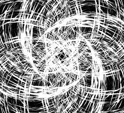 Random intersecting lines, geometric monochrome art. Random chaotic, curvy li Stock-Illustration