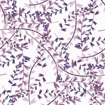 Random isolated botanic seamless pattern with purple branches. Floral backdro Stock Illustration