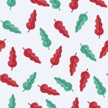 Random isolated seamless pattern with blue and red tree forest ornament. Whit Stock Illustration