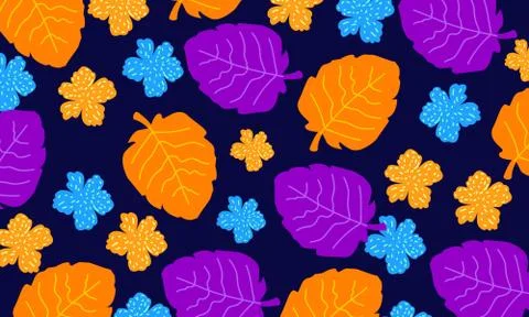 Random Leaves and Flower Background Stock Illustration