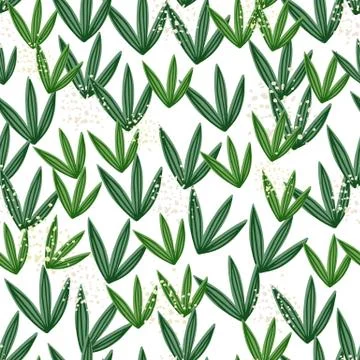 Random leaves seamless pattern on white background. Abstract herbal endless w Stockillustratie