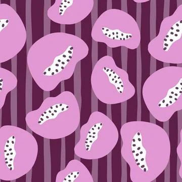 Random lilac seamless pattern with purple abstract shapes. Striped background Stock Illustration