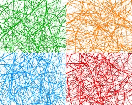 Random lines, abstract wavy lines. Vector background. Set of 4 colors, with d 스톡 일러스트