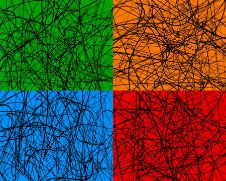 Random lines, abstract wavy lines. Vector background. Set of 4 colors, with d Ilustración de archivo