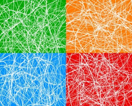 Random lines, abstract wavy lines. Vector background. Set of 4 colors, with d Ilustración de archivo