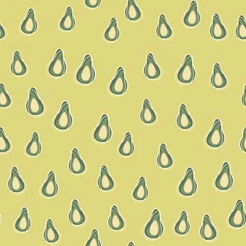 Random little avocado elements seamless pattern. Pale beige background. Green Illustrazione stock