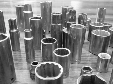 Random mechanics sockets Stock Photos