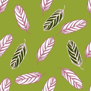 Random minimalistic seamless pattern with lilac contoured leafs. White and pu イラスト素材