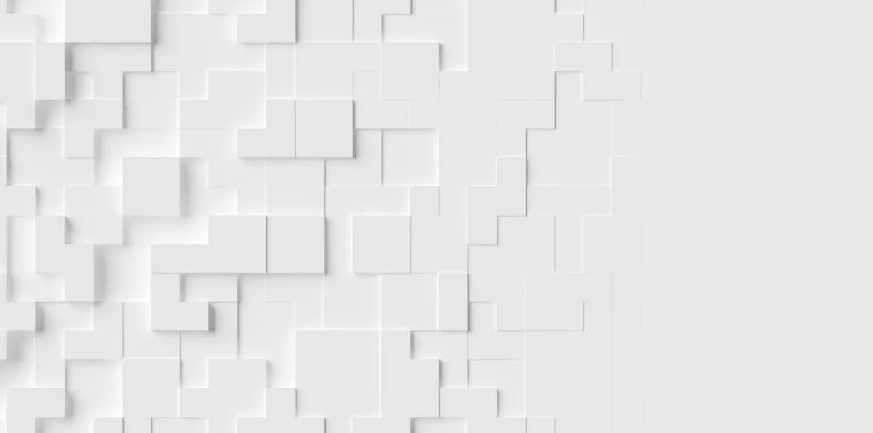 Random movedfading out white cube boxes block background wallpaper banner wit 스톡 일러스트