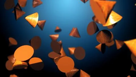 Random moving 3D objects on a highlighted background. 스톡 일러스트