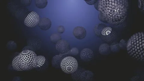 Random moving 3D objects on a highlighted background. Illustrazione stock