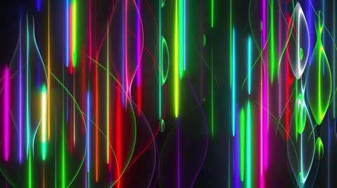 Random multicolored neon lines and wavy shapes, computer generated. 3d rendering Stock Illustration