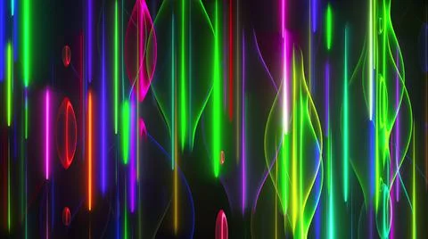 Random multicolored neon lines and wavy shapes, computer generated. 3d rendering Stock Illustration
