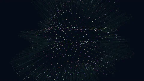 Random neon dots with lines in form of sphere in dark space Stock Footage 237571782