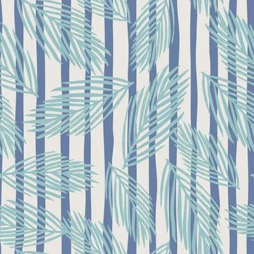 Random new year seamless doodle pattern with blue fir branches ornament. Stri 스톡 일러스트