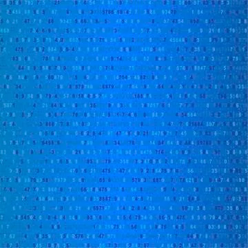 Random number generator. Numbers with the algorithm in chaotic order on a blue Stock Illustration