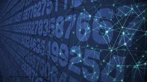 Random numbers and connected lines exploring numerical world of data science, Stock Footage 271178377