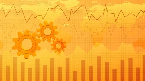 Random numbers and graphs business themed golden looping background Stock Footage 77666795