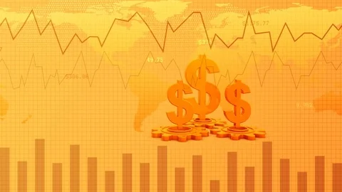 Random numbers and graphs business themed golden looping background Stock Footage 77729618