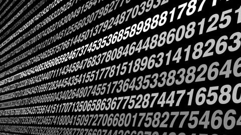 Random numbers on black background numerical code for data science machine Stock Footage 271195838