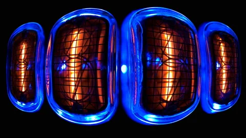 Random numbers change on the numerical counter, in the curved space on the gas Stock Footage 104459087