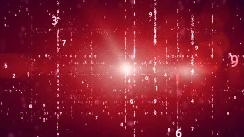 Random numbers code screen listing table cypher on red bacjground. Stock Illustration