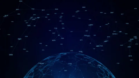 Random numbers data with network sphere motion background Stock Footage 335431797