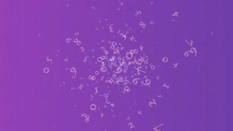 Random numbers floating on purple background Stock Footage 329767490