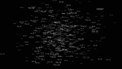 Random numbers flying from black background Stock Footage 161879359