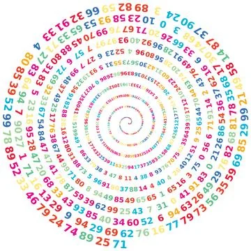 Random numbers including two digit numbers with random colors arranged alon.. Stock Illustration