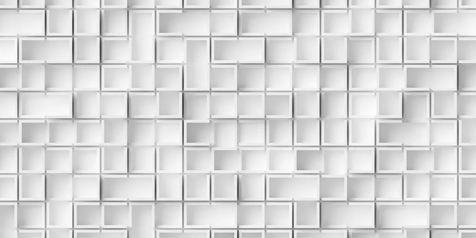 Random offset open white square frames geometry background wallpaper banner.. Illustrazione stock
