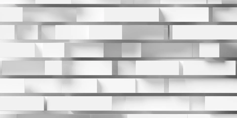 Random offset white rectangle cubes or boxes stripes geometrical background.. Stock Illustration