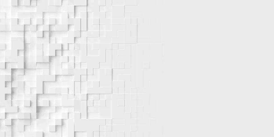Random offset white square cube boxes block background wallpaper banner templ Stock Illustration