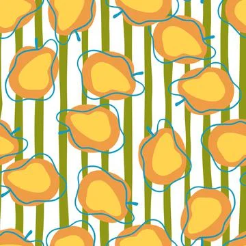Random orange plum abstract seamless pattern in doodle style. Food backdrop.  Stock Illustration