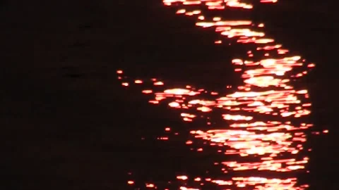 Random orange water reflections on dark background Video stock 187820099