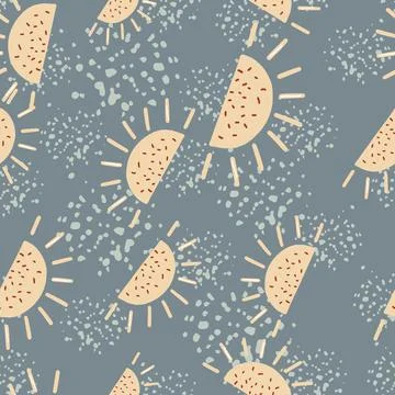 Random organic seamless pattern with orange fruit lobules print. Navy blue pa Stock Illustration