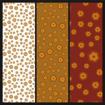 Random ornamental seamless pattern set with abstract flowers Stock Illustration