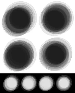 Random Overlapping Transparent Circles with Thin Outlines in Black and White Stock Illustration