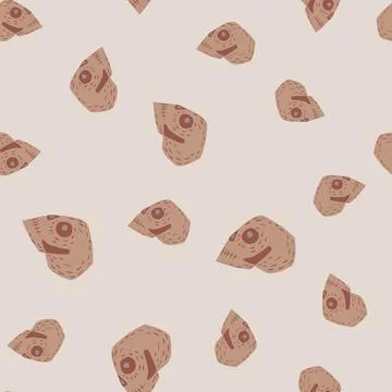 Random pale seamless pattern with beige colored skull abstract print. Pastel  Illustrazione stock