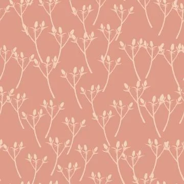 Random pale seamless thorn branches pattern. Botanic style with light ornamen Illustrazione stock