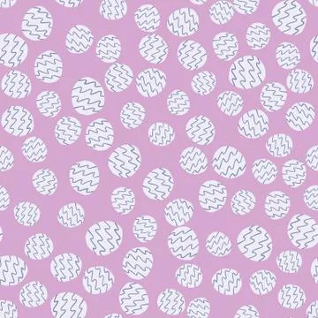 Random pastel light seamless circle pattern. Soft purple background with litt Stock Illustration