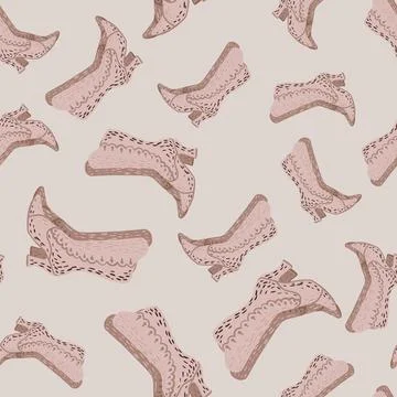 Random pastel seamless pattern with simple women shoes shapes. Grey backgroun Stock Illustration