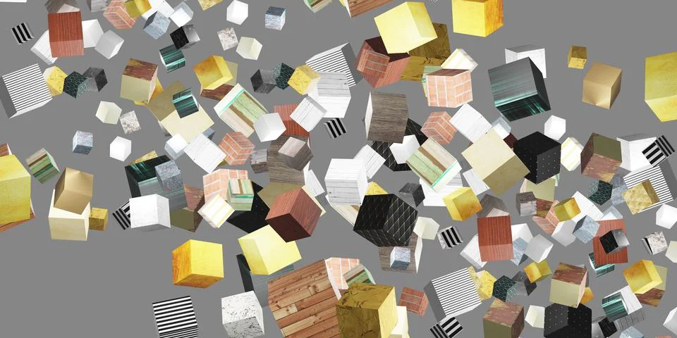 Random pattern texture cube 3d illustration background Stock Illustration
