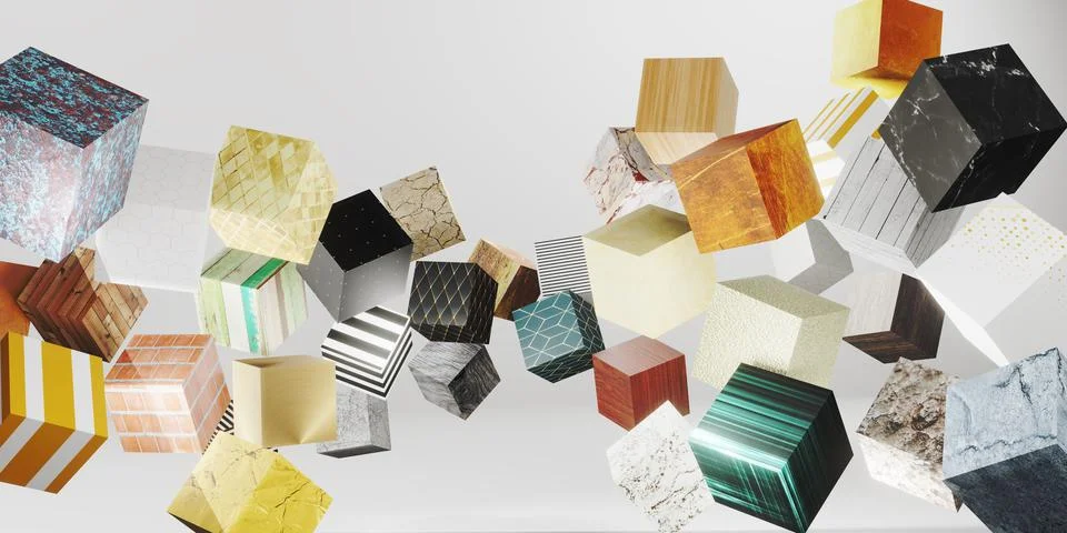 Random pattern texture cube 3d illustration background 스톡 일러스트