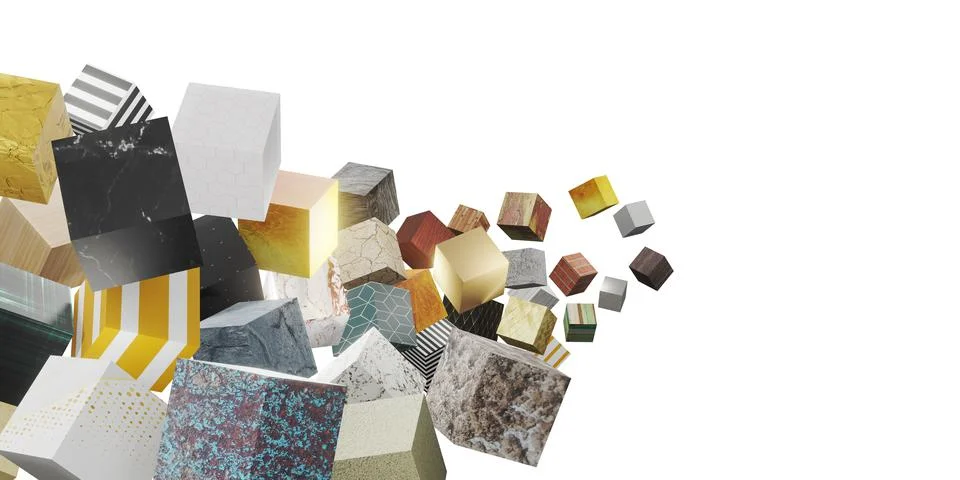 Random pattern texture cube 3d illustration background Stock Illustration