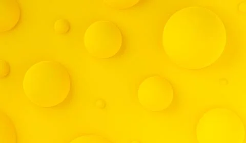 Random pattern of yellow drop spheres on yellow wall background template Stockillustratie
