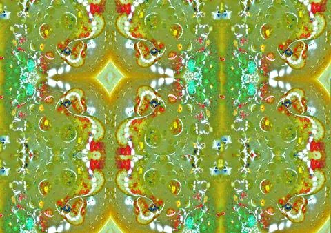 Random patterns created by soap bubbles on a green and brown background. Stock Illustration