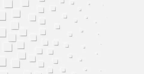 Random positioned flat white cube boxes block background wallpaper banner wit Stock Illustration