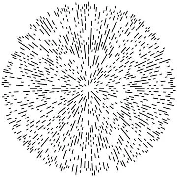 Random radial lines explosion effect. Radiating stripes circular pattern Illustrazione stock
