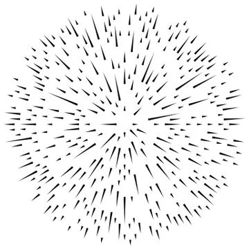 Random radial lines explosion effect. Radiating stripes circular pattern Illustrazione stock
